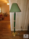 Floor Lamp Green & Brass 5'
