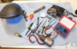 Large Lot Assorted Tools IR Air Impact, Sears Sabre Saw, Hand Tools, Omega Helmet with Shield and