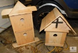 Lot of (2) Large Homemade Wooden Birdhouses - unused