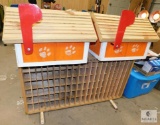 Lot of (2) Homemade Wooden Birdhouse like Mailboxes Painted Orange with Clemson Tiger Paws + Wood