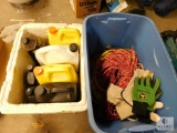Lot Drop Cord, Gloves, Rope, and assorted Oil & Antifreeze