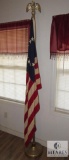 13 Thirteen Colonies American Flag USA and Brass Eagle top Stand
