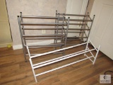 Lot of 3: Aluminum Shoe Racks: (2) 4-tier and (1) expandable