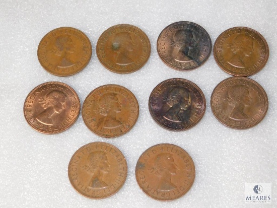 Lot of 10: British Large Cents