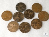 Lot of 9 British Large Cents - (1) each year 1900 - 1909