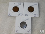 Lot of 3: 1909 Lincoln Cents