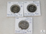 Lot of 3: 1966 BU Mexico 50-Centavos Coins