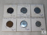 Lot of (6) Different Vintage State Sales Tax Tokens