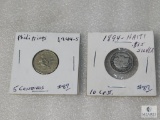 1894 Haiti Silver 10-Centavos & 1944-S Philippines 5-Centavos