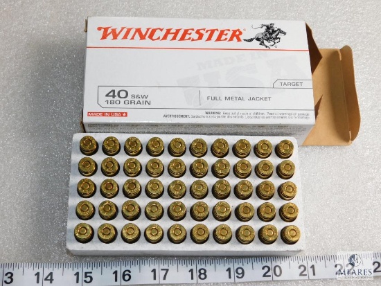 50 Rounds Winchester .40 S&W FMJ Ammo 180 Grain