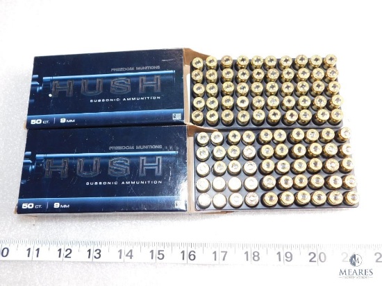 100 Rounds Hush 9mm Ammo 147 Grain RN