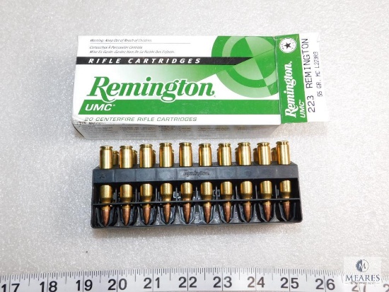20 Rounds Remington .223 REM 55 Grain MC Ammo