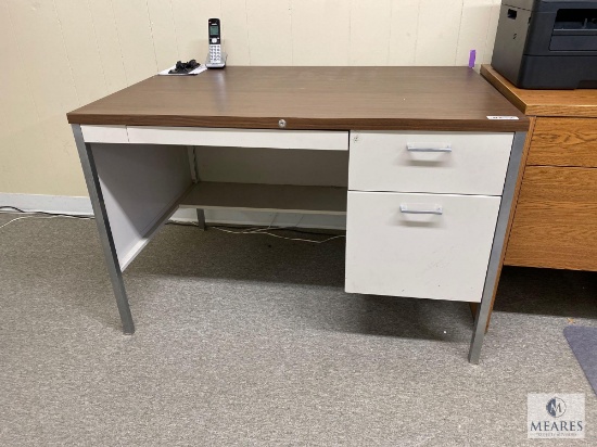 Metal Desk with Wood Top