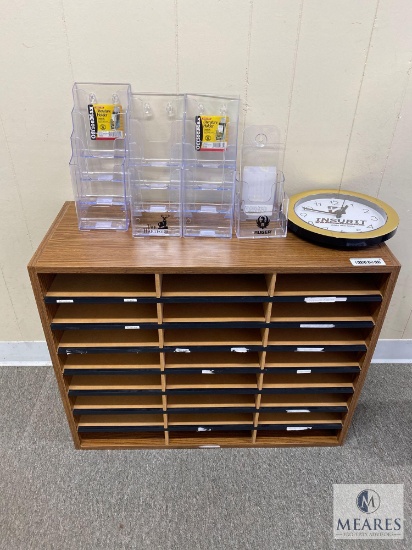 Mail Sorter, Five Literature Holders, Wall Clock