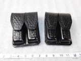 2 new leather double mag pouches horizontal or vertical wear for staggered mags like Beretta 92 and