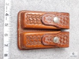 Bianchi leather double mag pouch fits Colt 1911 and Browning Hi-power magazines