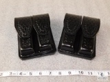 2 new leather double mag pouches horizontal or vertical wear for single stack mags like Colt 1911