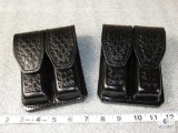 2 new leather double mag pouches horizontal or vertical wear for staggered mags like Beretta 92 and