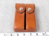 Safariland leather double mag pouch fits S&W 59, Browning Hi-power and similar mags