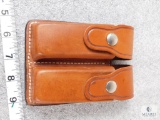 Bianchi leather double mag pouch fits S&W 59, Browning Hi-power and similar mags