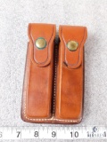 Bianchi leather double mag pouch for Rugers Mark II .22 long rifle mags or Colt Woodsman