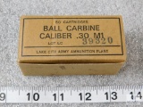 50 rounds vintage Lake City .30 carbine ammo