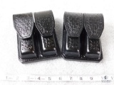 2 new leather double mag pouches horizontal or vertical wear for single stack mags like Colt 1911