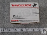 100 rounds Winchester 9MM Luger 115 grain FMJ
