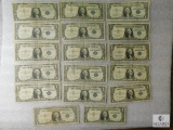 Group of 17 mixed US $1 small size silver certificates