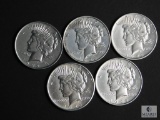 Group of (5) 1922 Peace dollars