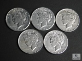 Group of (5) 1922 Peace dollars