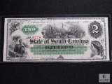 Beautiful ungraded 1866 State of South Carolina $2 note