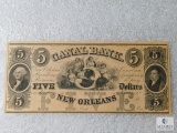 Canal Bank of New Orleans - Five Dollar note - 1850s obsolete currency