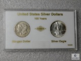 United States Silver Dollar set - 100 years apart - Morgan and Silver Eagle