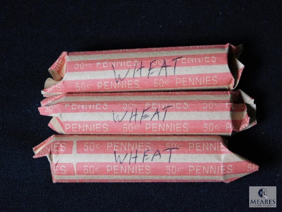 Three rolls of mixed wheat cents