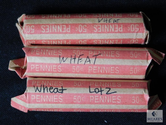 Three rolls of mixed wheat cents