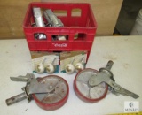 Lot of 4 Scaffolding Wheels with Brakes & Set of Small Casters