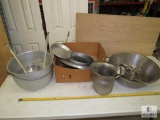 Lot of Restaurant Style Stainless Cookware - Bowls, Utensils, Pitcher, Pans