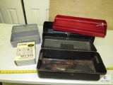 Lot of 2 Metal Toolboxes, New Key Box, and Cash type Box
