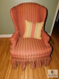Rose and Gold Tone Wing back Occasional Chair