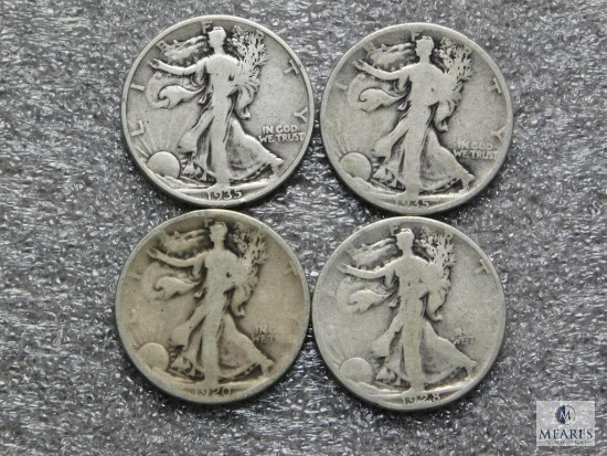 Group of 4: mixed Walking Liberty half dollars