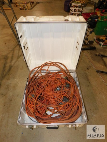 Container Lot of Power Cables Drop Cords and Air Hose