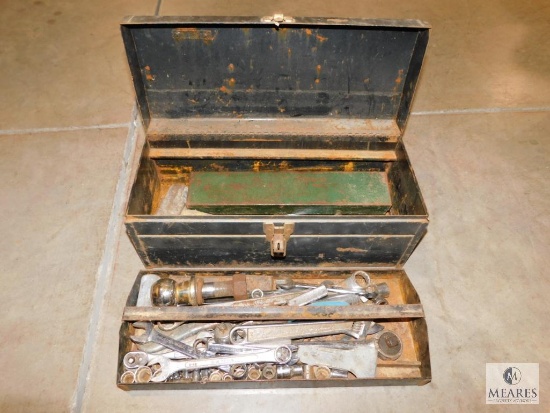 Tool Box with assorted Hand Tools: Sockets, Wrenches, Ratchet Wrench and more