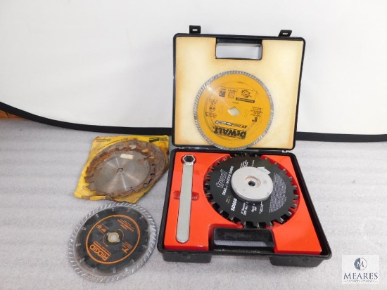 Lot of Saw Blades and Freud Dado Blades with Wrench & Case