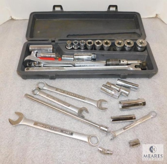Lot Craftsman Socket Set and assorted Deep Sockets and Wrenches