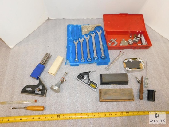 Lot of assorted Tools - Wrenches, Files, Levels, and more