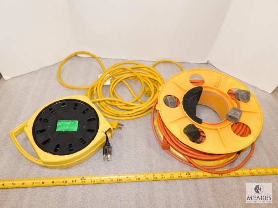 Lot of Power Cable / Drop Cords & 2 Reels