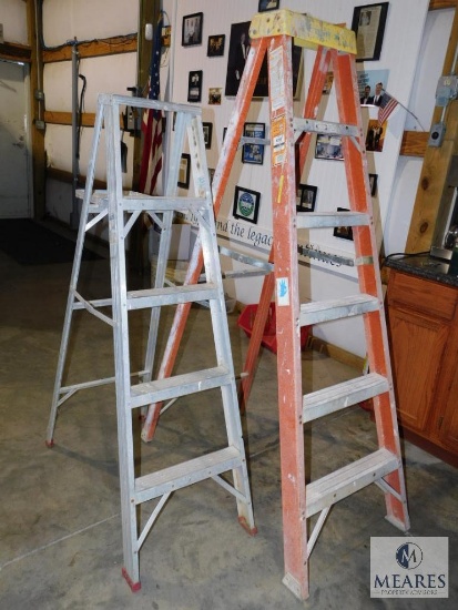 Lot of 2 A-Frame Ladders Werner 6' and Montgomery Ward 4'