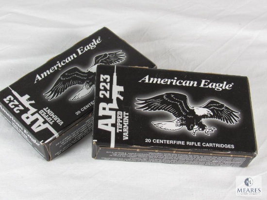 40 Rounds American Eagle .223 REM Ammo 50 Grain Tipped Varmint