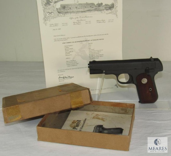 Colt 1903 Hammerless Pocket .32 Caliber Semi-Auto Pistol w/ Colt Archive for Commanding Officer